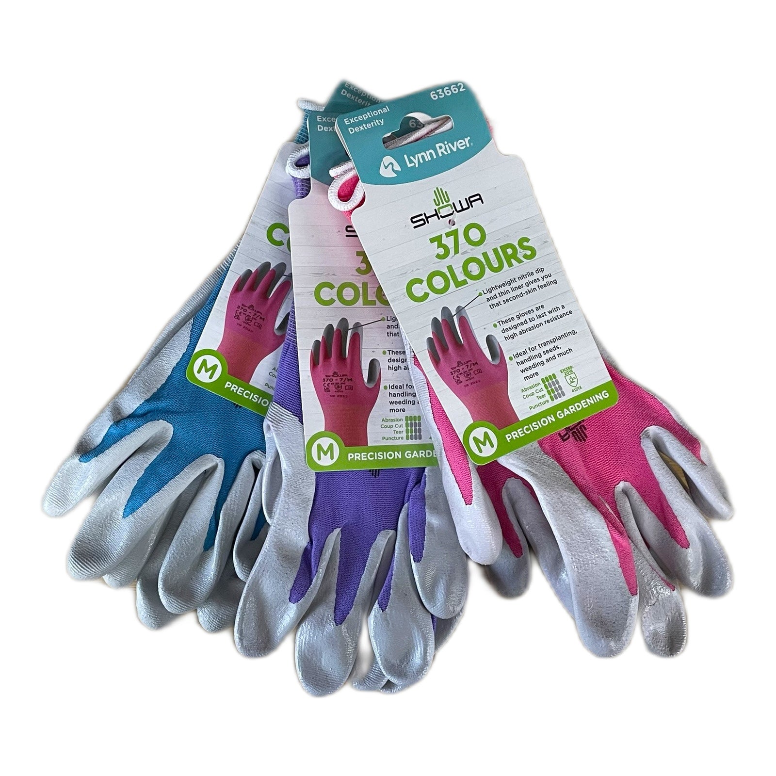 Showa 370 gardening gloves, size medium, assorted colours