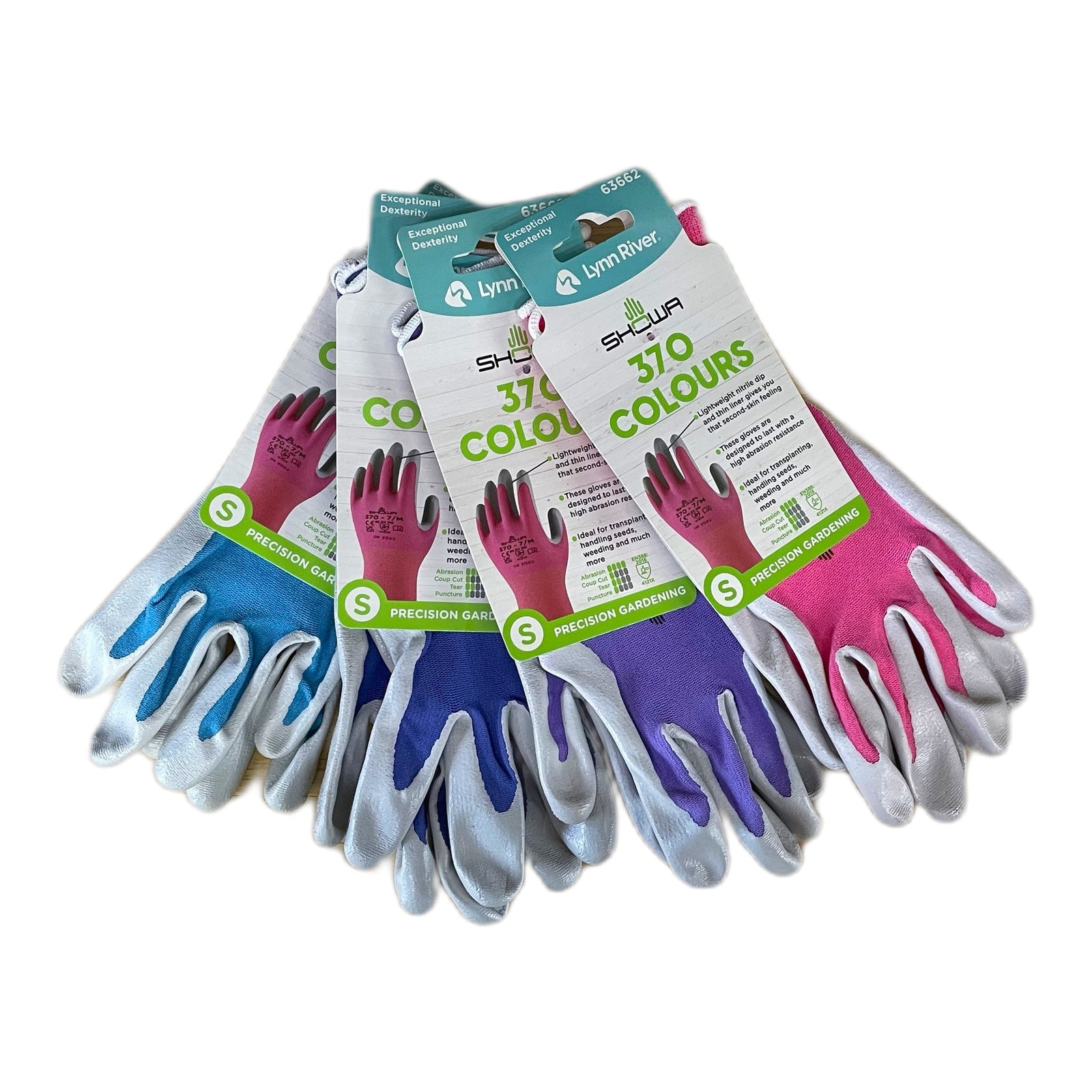 Showa 370 gardening gloves, size small, assorted colours